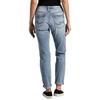 Silver Jeans Co. Ženski dečko Mid Rise Slim nogu traperice, veličine struka 24-36