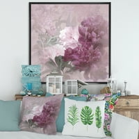 DesignArt 'Drevni ružičasti i ljubičasti cvjetovi II' Tradicionalno uokvireno platno zidno umjetnički tisak