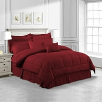 Krevet u vrećici King Size Comforter Set Set za posteljinu, uzorak s kariranom, burgundija