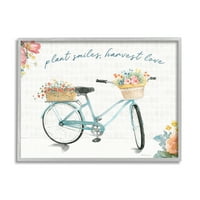 Stupell Industries Plant Osmijesi Harvest Love fraza Cvjetna košarica Bicikl, 11, Dizajn Beth Grove