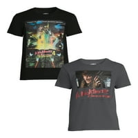 Warner Brothers Noćna mora na Elm Streetu Muškarci i Veliki muškarci Halloween Graphic Tees, 2-Pack, Veličine S-3xl