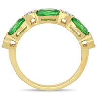 Miabella Women's 1- Carat T.G.W. Ovalno izrezana tsavorit & carat t.w. Dijamantni 14KT žuto zlato polu-uvjetni prsten