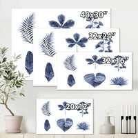 DesignArt 'Sažetak seta biljaka plave' Tradicionalno platno zidne umjetničke ispis