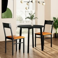 Okrugli blagovaonski stol set s jastučnim stolicama za mali prostor, moderni kuhinjski stol set za stan, crna i