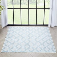 Dobro tkana rešetka u izboru Moderni Marokanski tepih od bjelokosti u svijetloplavoj boji 3'3 5 ' koji se može prati