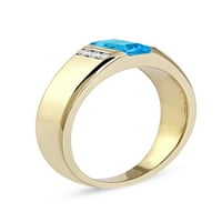 Imperijalni dragulj 10k žuto zlato smaragdni izrezani švicarski plavi topaz 1 8CT TW dijamantni muški prsten