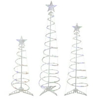 Set višebojnih vanjskih spiralnih božićnih drvca s LED svjetlima 3', 4 'i 6'