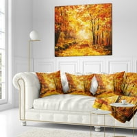 Dizajnerski jastuk s printom žute jesenske šume i krajolika-16.16