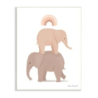 Stupell Industries dva slona koji stoje pod dugim neutralnim tonovima Grafička umjetnost Umjetnost Umjetnička umjetnost,