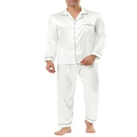 Jedinstvene ponude muški dugi rukavi satenski gumb za spavanje dolje set pidžama