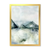DesignArt 'tamnoplavi planinski krajolik zimski minimalistički' moderni uokvireni umjetnički tisak