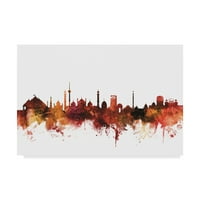 Zaštitni znak likovna umjetnost 'New Delhi India Skyline Red' platno umjetnost Michaela Tompsetta