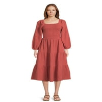 Beachlunchlounge ženski izrez leđa Smanjena midi haljina, veličine xs-2xl