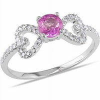 Carat T.G.W. Pink Sapphire i Carat T.W. Dijamantni prsten od bijelog zlata od 10kt