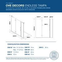 OVE Decors Tampa 77- in. W in. H alcove šarke bez okvira za tuširanje u crnoj boji