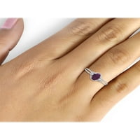 Carat T.G.W. Rubin i bijeli dijamantni naglasak srebrni prsten