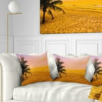 DesignArt Silhouette kokosovog drveta - Jastuk za bacanje pejzažnih fotografija - 18x18