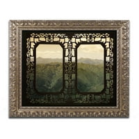 Zaštitni znak likovna umjetnost Pogled prozora Canvas Art by Philippe Hugonnard, zlatni ukrašeni okvir