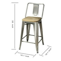 Dizajnerska grupa Counter visina srednjeg dijela metalne stolice sa laganim sjedalom od drva, Gunmetal