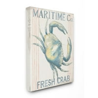 Stupell Industries Nautical Crab Pomorske plodove morske plodove pastelni akvarelni platno zidni umjetnički dizajn