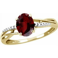 1. Karat Garnet dragulj i naglasak bijeli dijamantni prsten