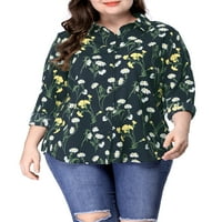 Jedinstveni prijedlozi Ženska košulja s dugim rukavima s cvjetnim printom veličine plus