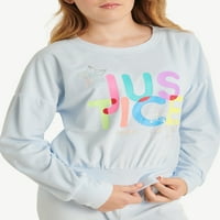 Justice Girls Logo dugih rukava i jogger za spavanje, dvodijelni set pidžame, veličine 5-18