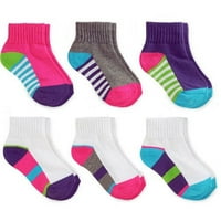 Djevojčice za dijete u boji čarape za gležnjeve u boji, 6-pack