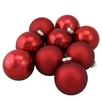 9-dijelni set božićnih ukrasa od svjetlucavih i mat crvenih staklenih kuglica 2,5