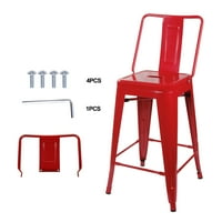 Dizajnerska grupa brojač visina metalna stolica srednjeg leđa, crvena
