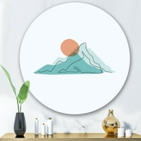Dizajnerska umjetnost apstraktne Plave planine s crvenim Mjesecom M. M. moderni kružni metalni zidni umjetnički