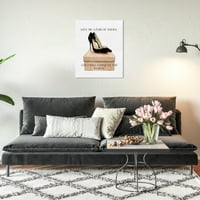 Wynwood Studio Canvas Osvajajte svijet jednostavna moda i glam cipele zidne umjetničke platnene crno crno bež 20x20