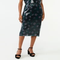 Ženska midi suknja s olovkom s printom šljokica