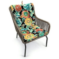 38 21 crni cvjetni pravokutni jastuk za stolicu od kovanog željeza s vezicama i petljom za vješalicu