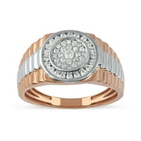 Imperial 10k ružičasto zlato 1 2CT TW dijamantski klaster halo rebrastog šanka muški prsten