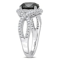 1 karatni crno-bijeli dijamantni zaručnički prsten od 10 karatnog bijelog zlata