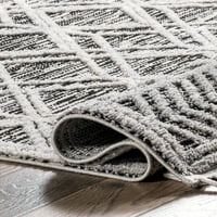 Marokanski tepih s rešetkastim resicama, 6 inča, siva