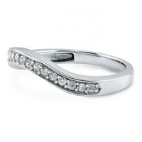 Dvostruko platinasti platinasti sterling srebrni okrugli rezani moissanitni zakrivljeni vjenčani prsten
