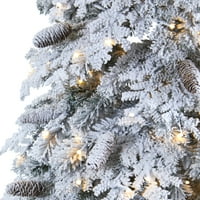 Gotovo prirodno 7 'jata smreke umjetno božićno drvce prelita s LED svjetlima, bijela
