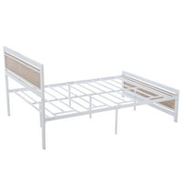 Okvir kreveta u punoj veličini - metalni krevet na platformi s uzglavljem i podnožjem-bijela boja