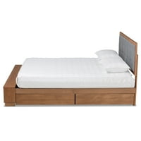 Moderni prijelazni krevet za pohranu na platformi u obliku jasena, oraha i smeđeg drveta s 4 ladice