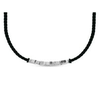 316L Crni kabel od nehrđajućeg čelika i višestruka središnja kožna ogrlica, 24