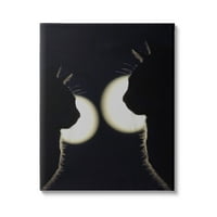 Stupell Industries dvije crne mačke siluete noćne mjesečine životinje galerija zamotana platna za tisak zidne umjetnosti,