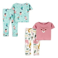 Komplet za pidžamu za bebe i djevojčice, Majica i hlače od 4 komada, 12m-5t
