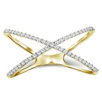 14-karatni bijeli dijamantni prsten u zlatu preko srebrnog prstena