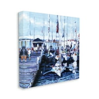 Jedrilice priložene na obali Ekspresivno nautičko krajolik slikanje platna umjetnički tisak