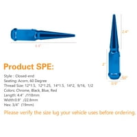 Premium Blue Spiked 12x1. Produžene matice za nogave 4,4 off-road šiljat metal lugz matica w ključ