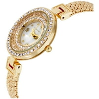Adrienne Vittadini kolekcija Dame Analog Quartz Watch, Gold Case, Majka bisernog biranja, zlatni bend