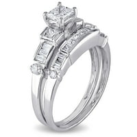 Miabella Women's Ct. Dijamantni klaster za vjenčanje i zaručnički prstenovi postavljeni u 14kt bijelom zlatu