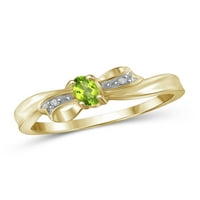 Jewelersclub peridot prsten rođeni nakit - 0. Karat Peridot 14K Zlatni nakit od srebrnog prstena s bijelim dijamantnim